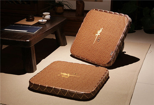 Lot Pouf Tressé en Paille pour Méditation