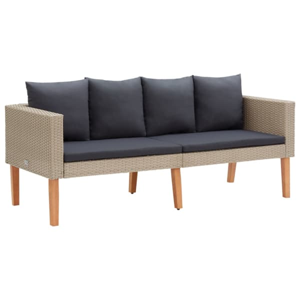 Canapé Pouf Jardin avec Coussins Resine tressee Beige