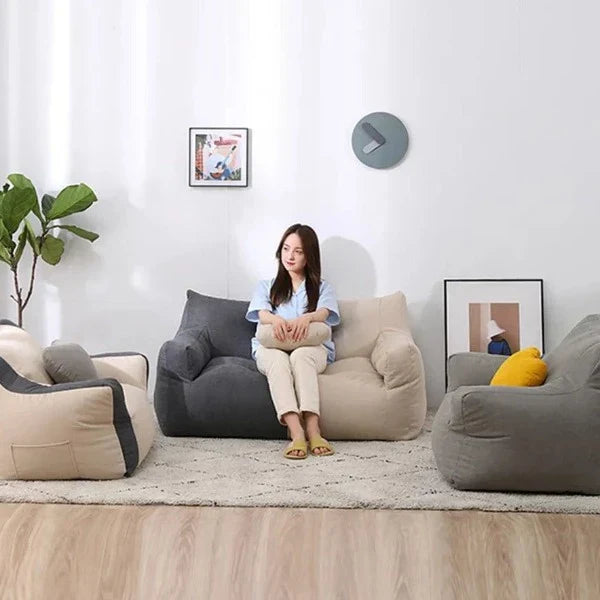 Canapé Pouf Lin de Coton Inclinable et Doux