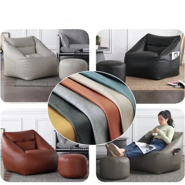 Fauteuil Pouf Adulte Détente en Similicuir