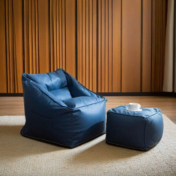 Fauteuil Pouf et Repose Pied Élégant en Similicuir
