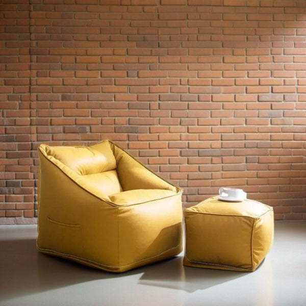 Fauteuil Pouf et Repose Pied Élégant en Similicuir