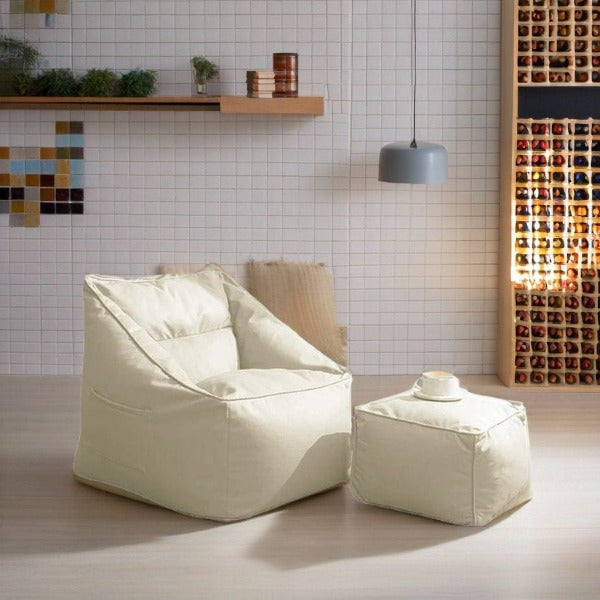 Fauteuil Pouf et Repose Pied Élégant en Similicuir