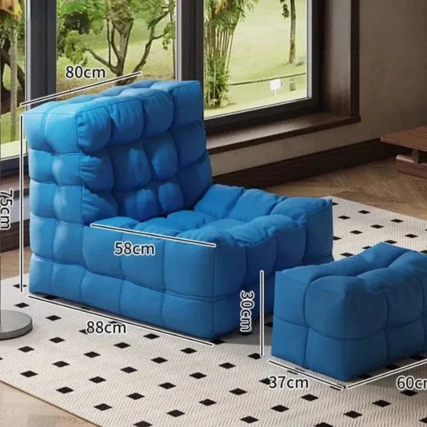 Fauteuil Pouf Gaufré + Repose Pied