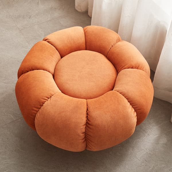 Mini Pouf Velours Citrouille