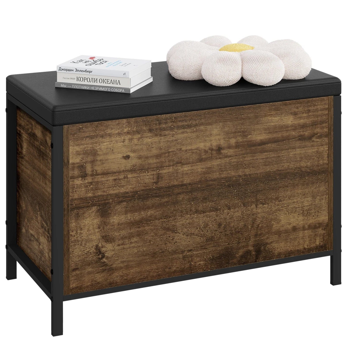 Pouf Coffre Bois Style Vintage