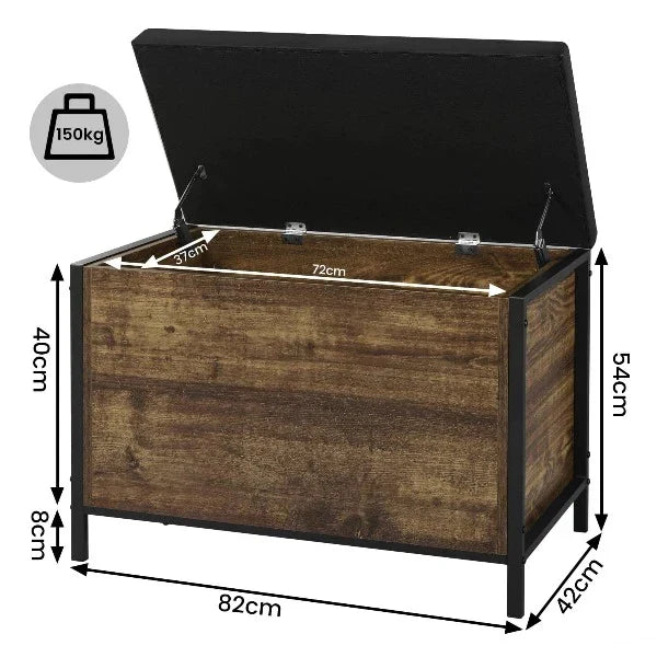 Pouf Coffre Bois Style Vintage