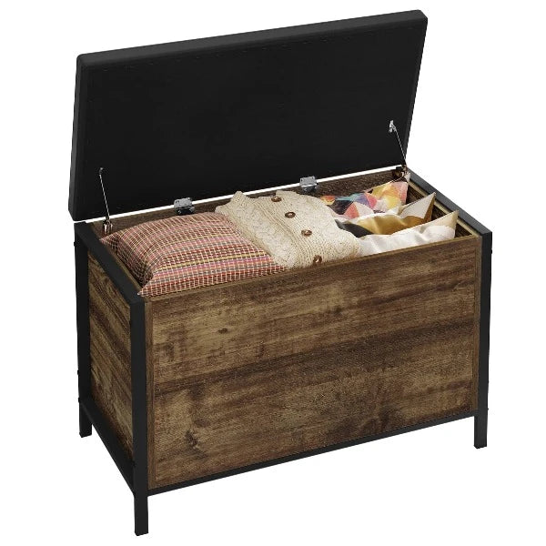 Pouf Coffre Bois Style Vintage