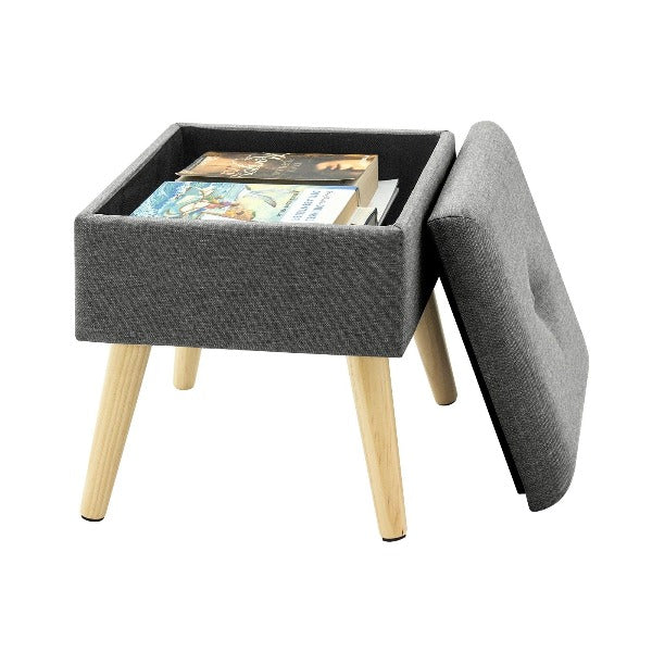 Pouf Coffre Gris Compact et Pratique