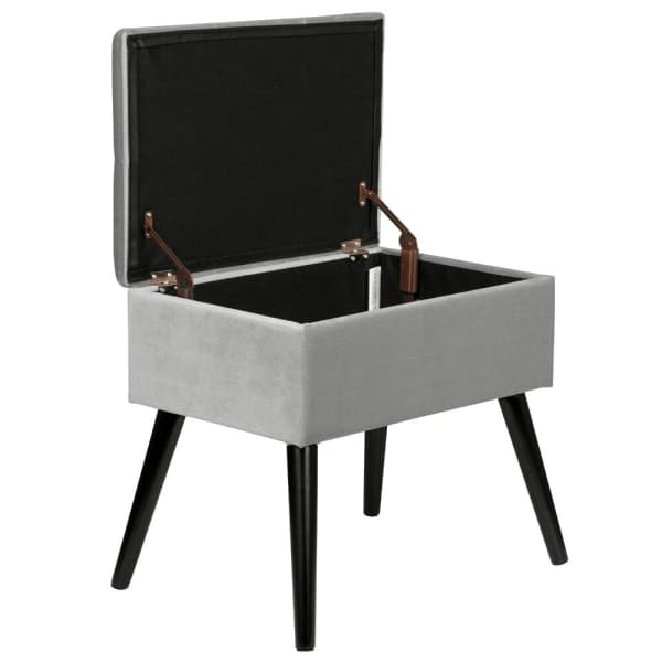 Pouf Coffre Repose Pied en Velours avec Espace de Rangement