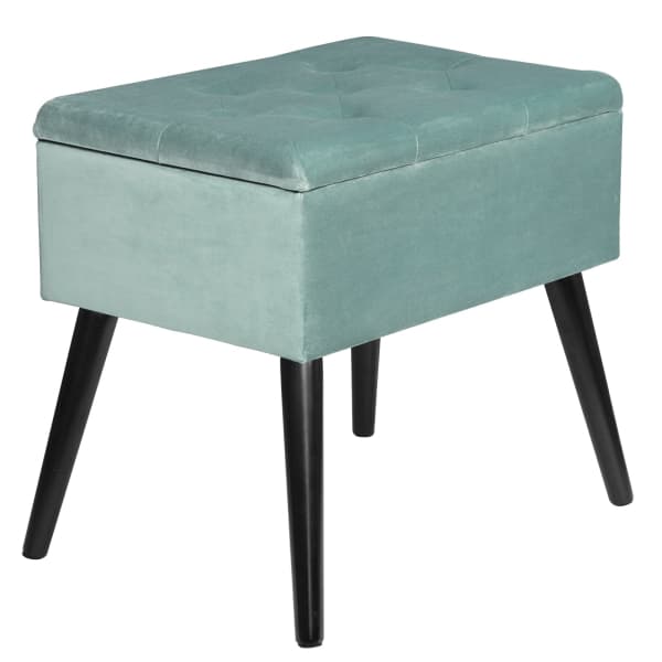 Pouf Coffre Repose Pied en Velours avec Espace de Rangement