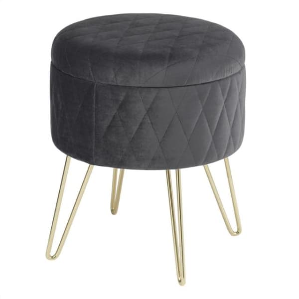 Pouf Coffre Rond Velours Luxe