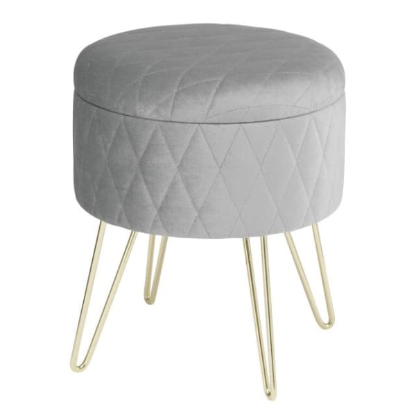 Pouf Coffre Rond Velours Luxe