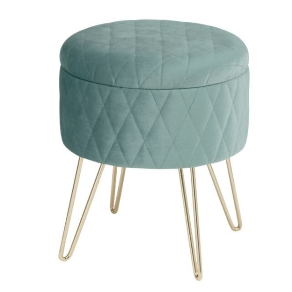 Pouf Coffre Rond Velours Luxe