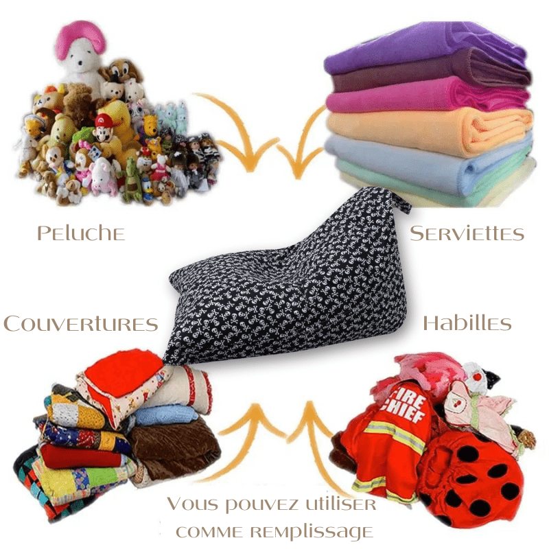 Pouf Triangle Enfant Motif Tête de Mort