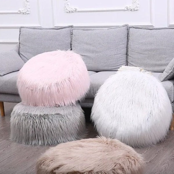 Tabouret Pouf Fausse Fourrure