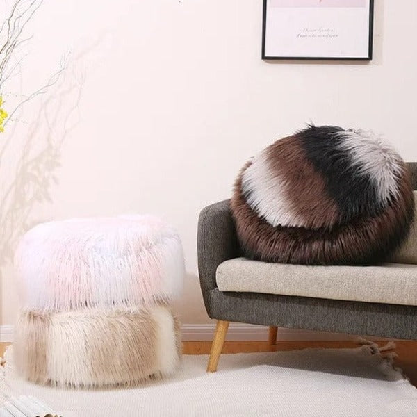 Tabouret Pouf Fausse Fourrure
