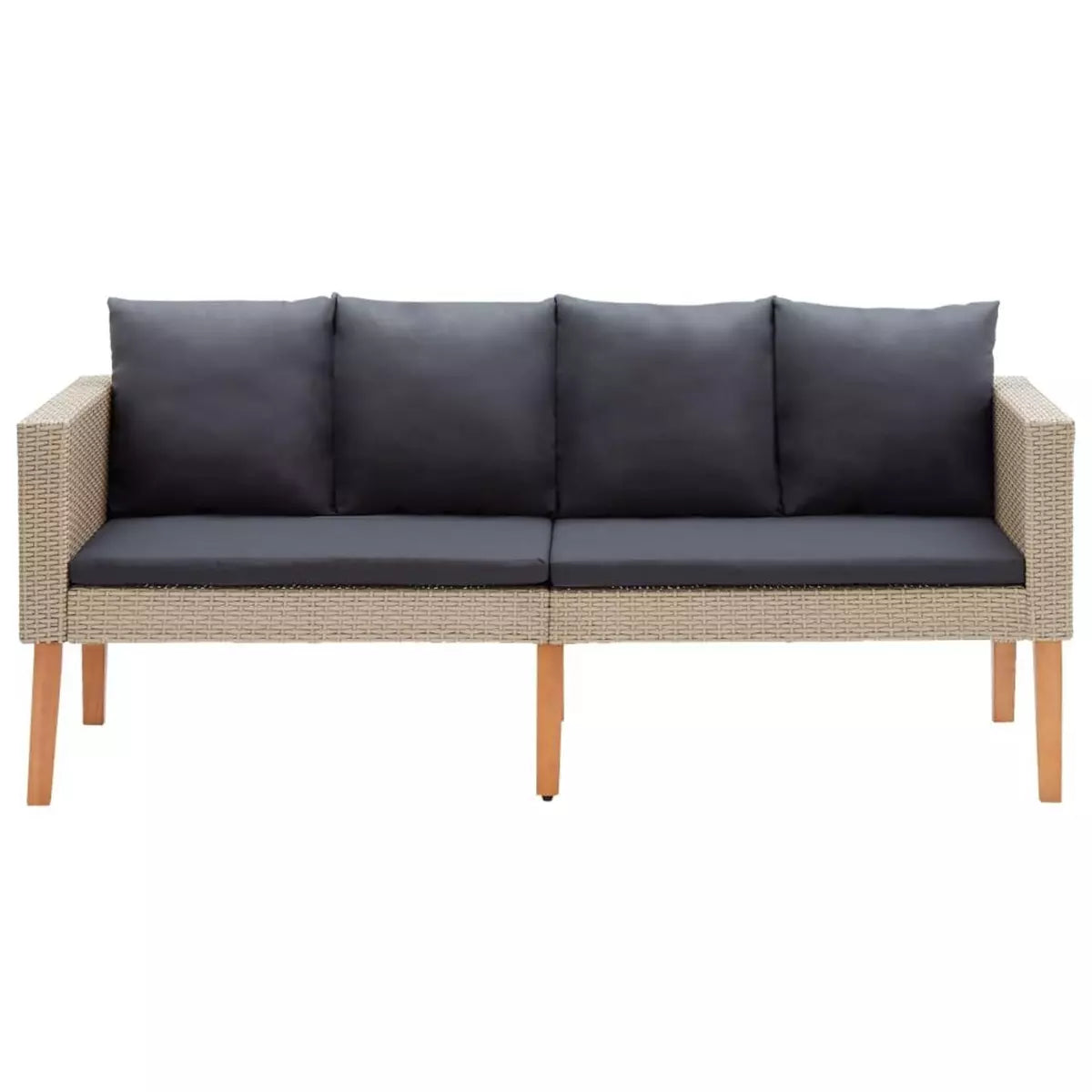 Canapé Pouf Jardin avec Coussins Resine tressee Beige