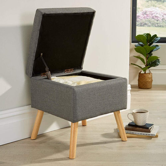 Pouf Coffre Gris Compact et Pratique