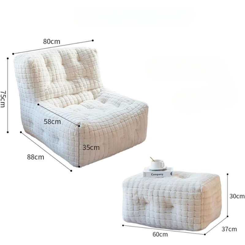 Fauteuil Pouf Luxe en Fausse Fourrure