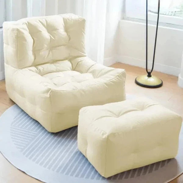 Fauteuil Pouf Gaufré + Repose Pied