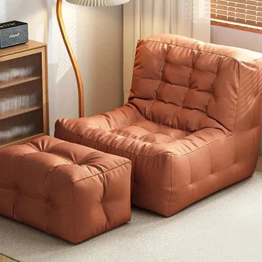 Fauteuil Pouf Gaufré + Repose Pied