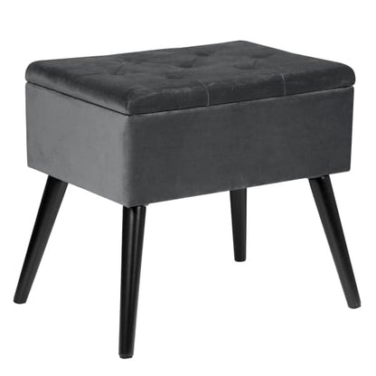 Pouf Coffre Repose Pied en Velours avec Espace de Rangement