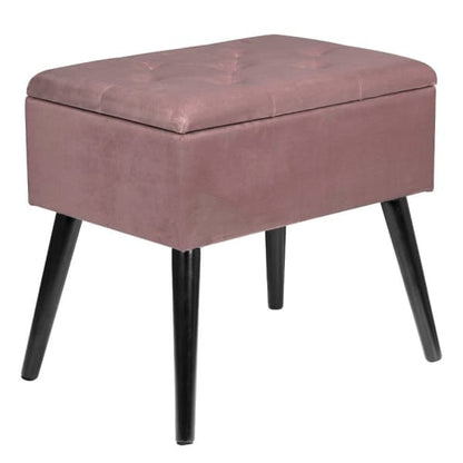 Pouf Coffre Repose Pied en Velours avec Espace de Rangement