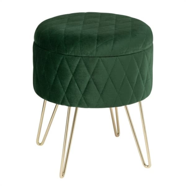 Pouf Coffre Rond Velours Luxe