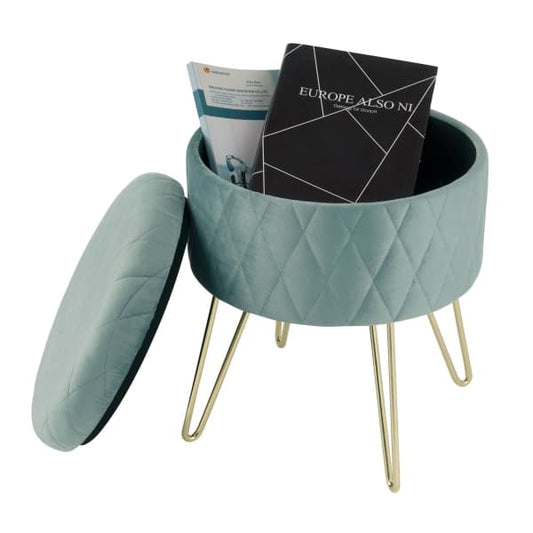 Pouf Coffre Rond Velours Luxe