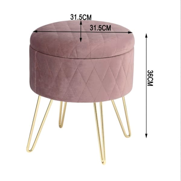 Pouf Coffre Rond Velours Luxe