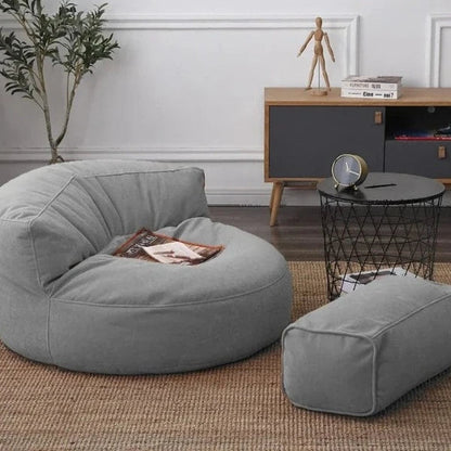 Pouf Fauteuil et Repose-Pied Velours