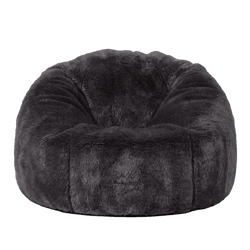 Pouf Poire Fausse Fourrure Gris