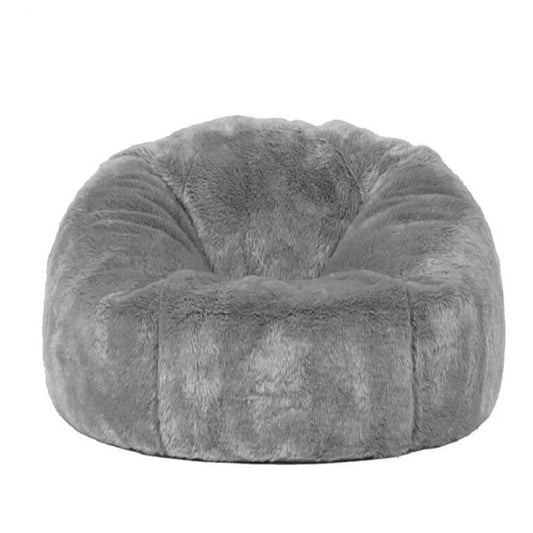 Pouf Poire Fausse Fourrure Gris