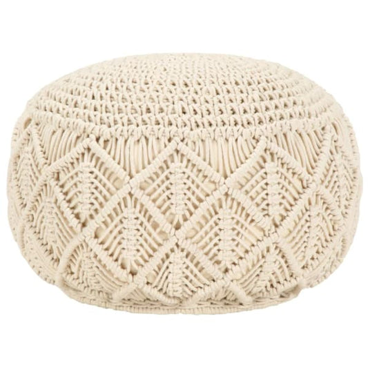 Pouf Tressé en Coton Macramé