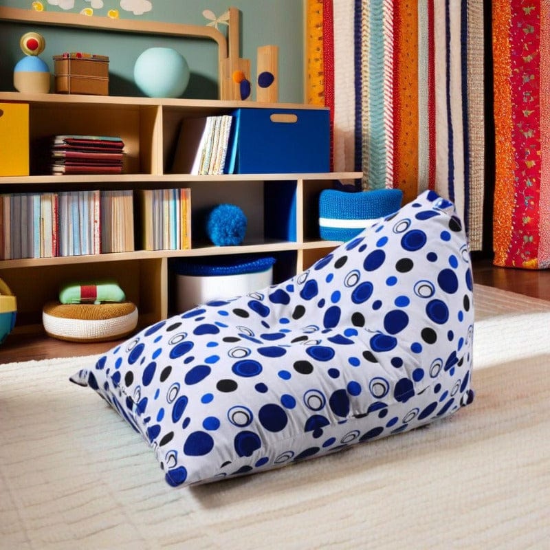 Pouf Triangle Enfant Motif Rond Bleu